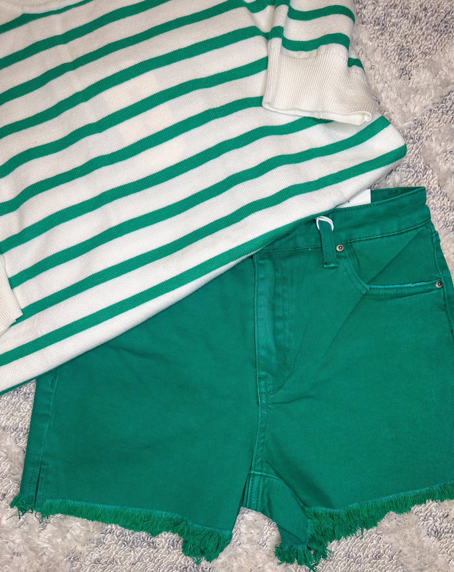 Joplin Acid Washed Shorts- KELLY GREEN