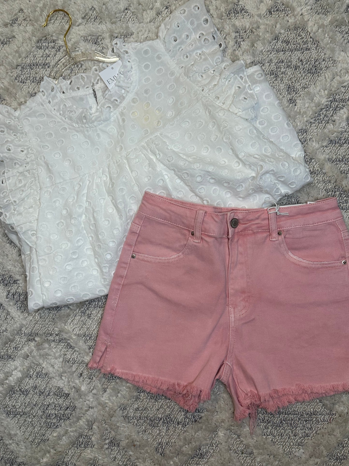 Joplin Acid Washed Shorts- PINK