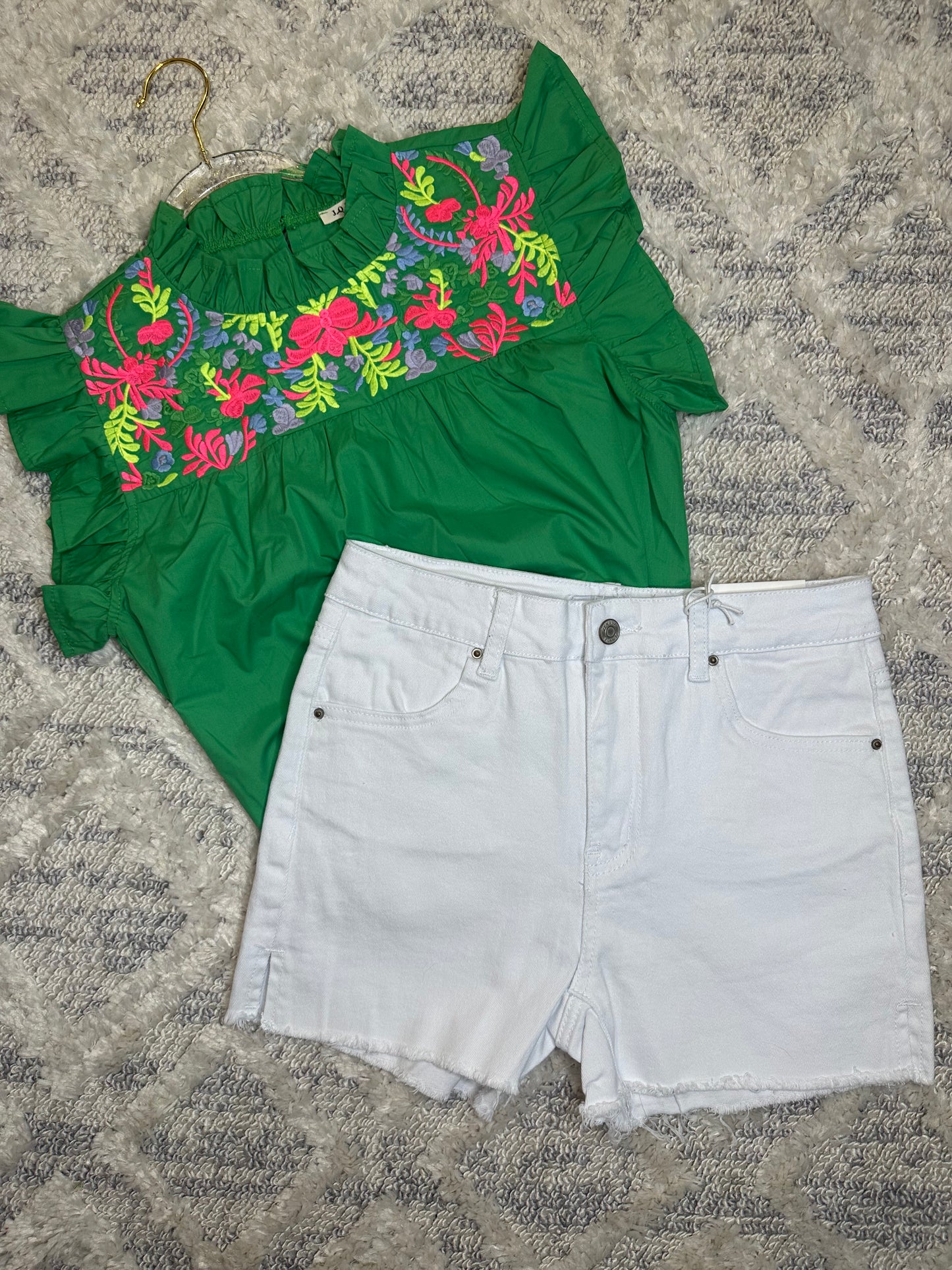 Joplin Acid Washed Shorts- WHITE