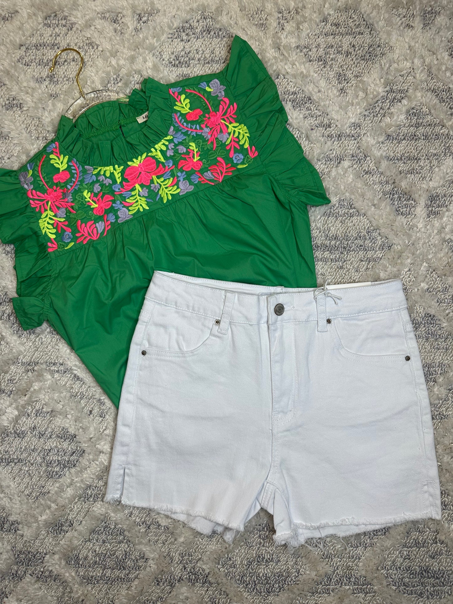 Joplin Acid Washed Shorts- WHITE