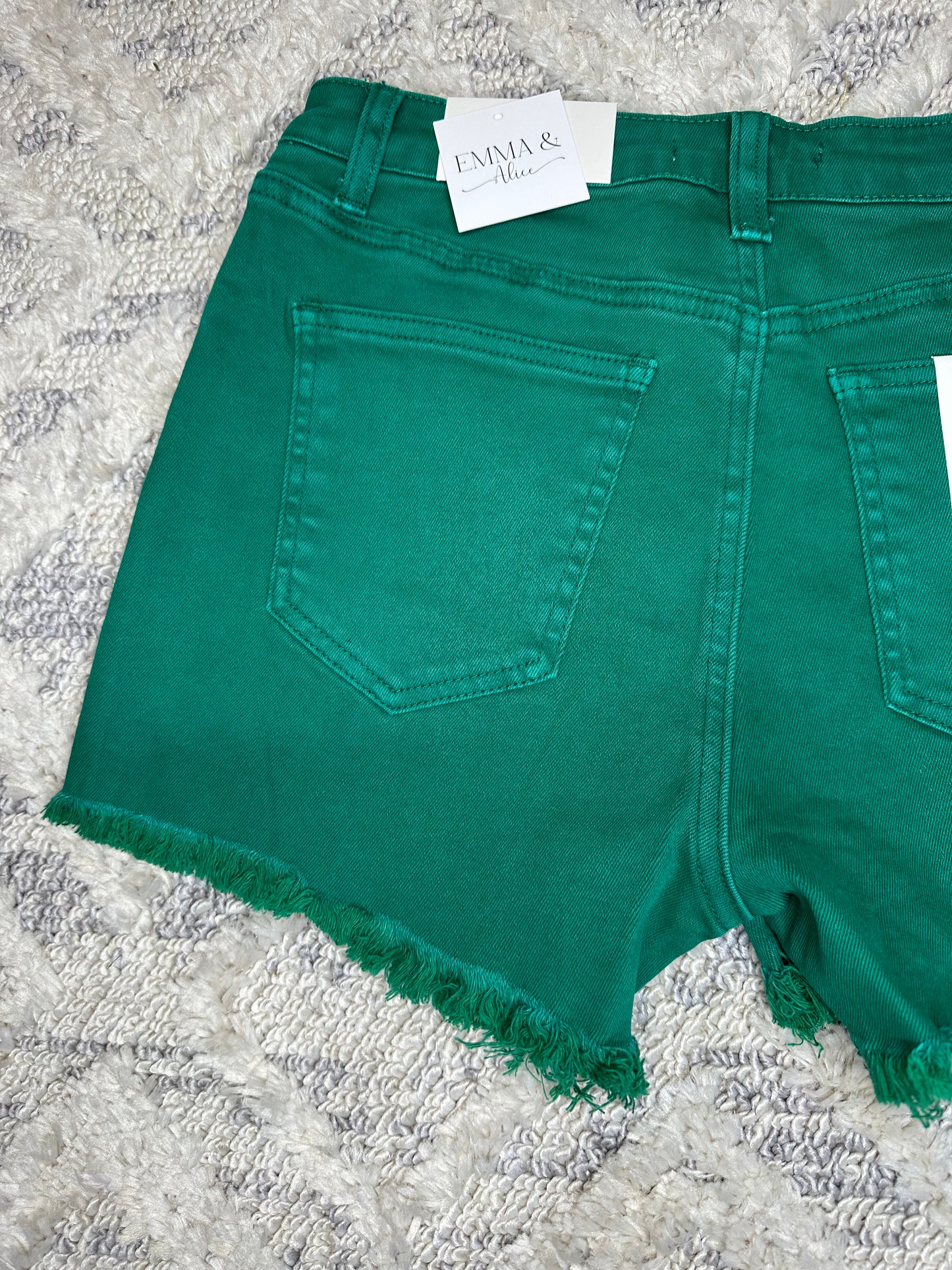 Joplin Acid Washed Shorts- KELLY GREEN