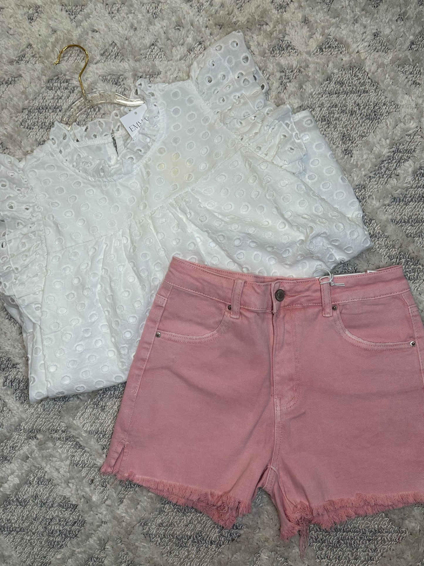 Joplin Acid Washed Shorts- PINK