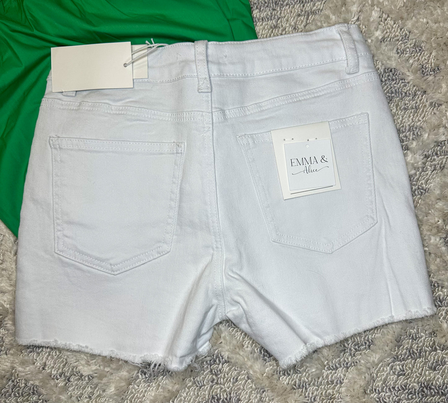 Joplin Acid Washed Shorts- WHITE