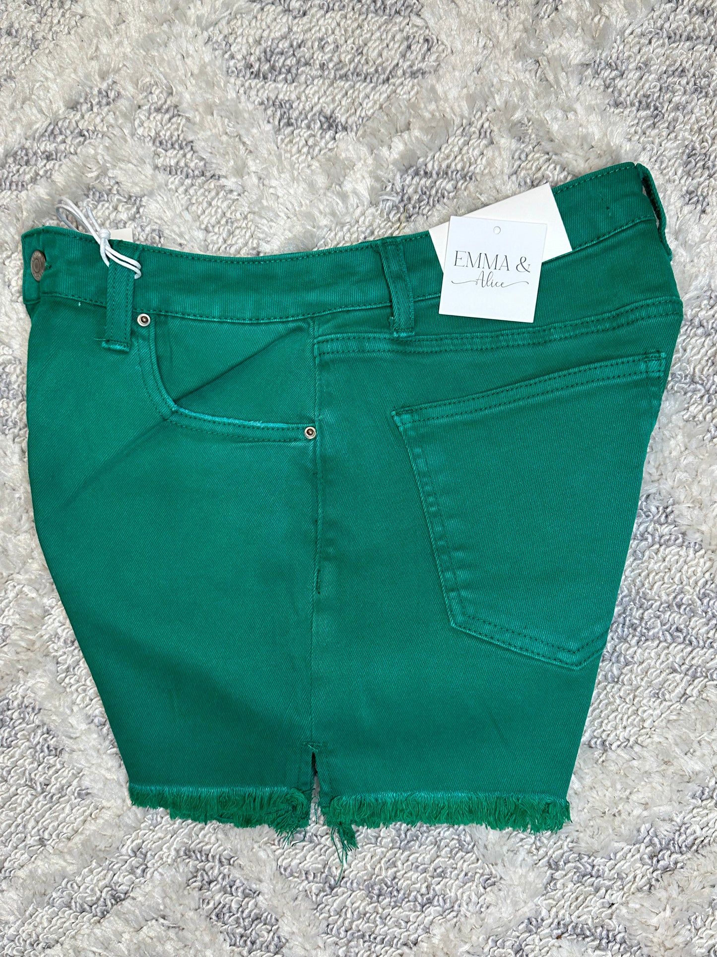 Joplin Acid Washed Shorts- KELLY GREEN