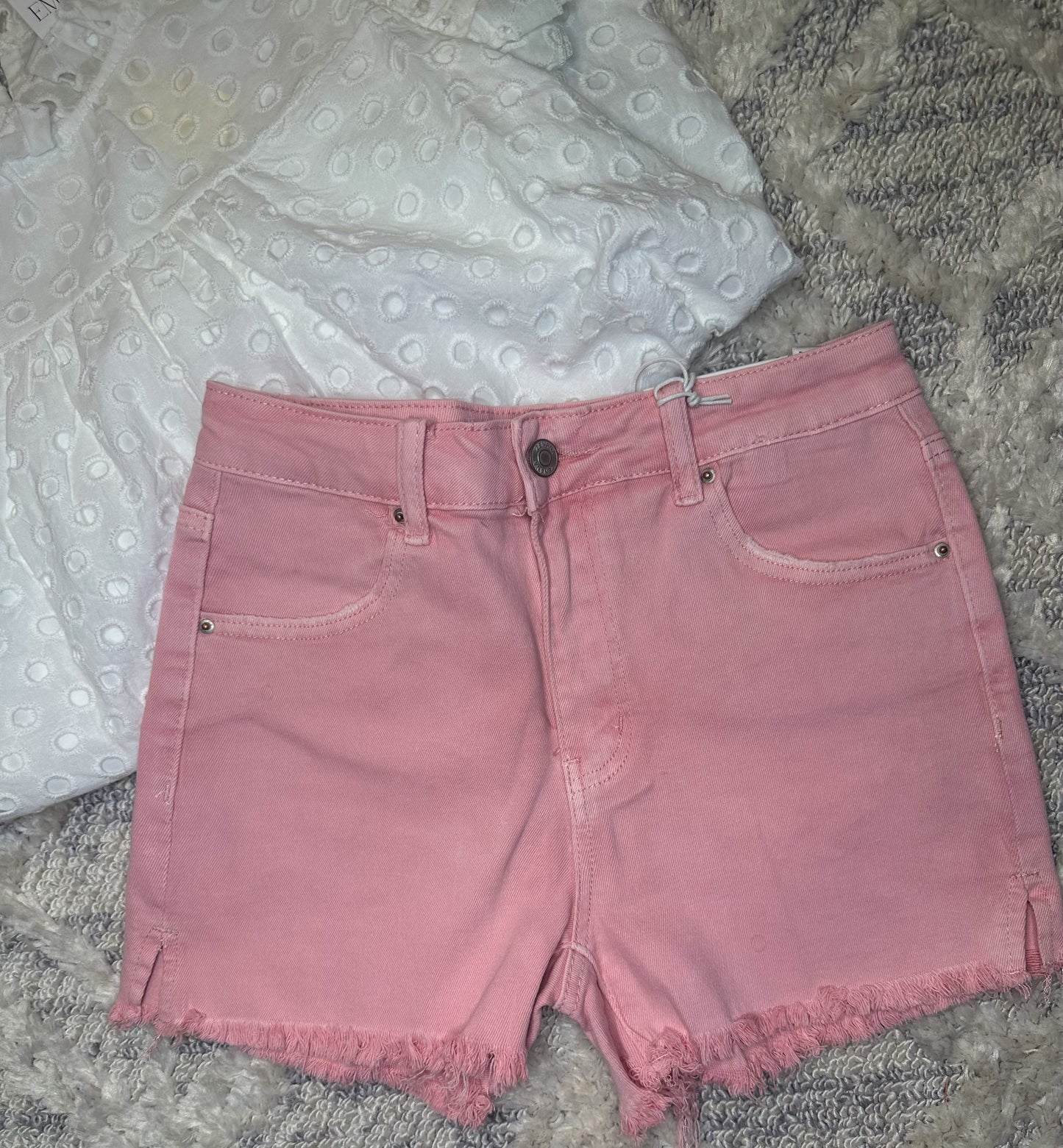 Joplin Acid Washed Shorts- PINK