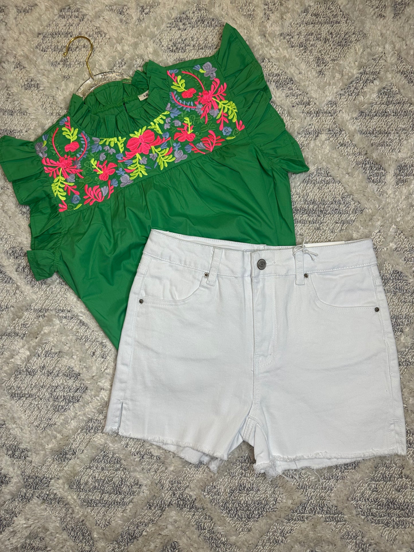 Joplin Acid Washed Shorts- WHITE