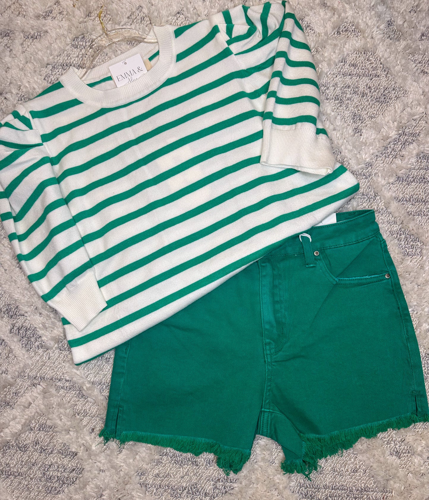 Joplin Acid Washed Shorts- KELLY GREEN