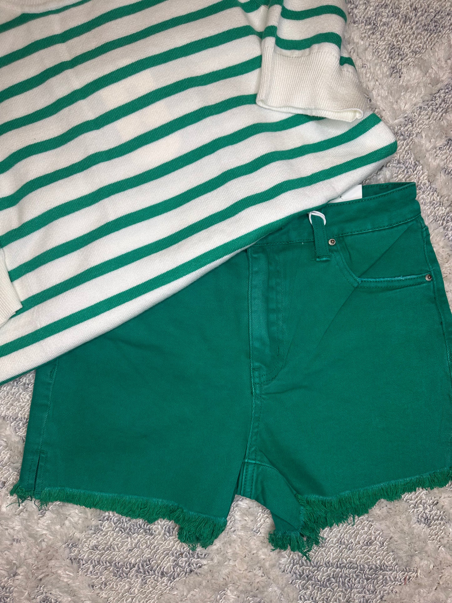 Joplin Acid Washed Shorts- KELLY GREEN