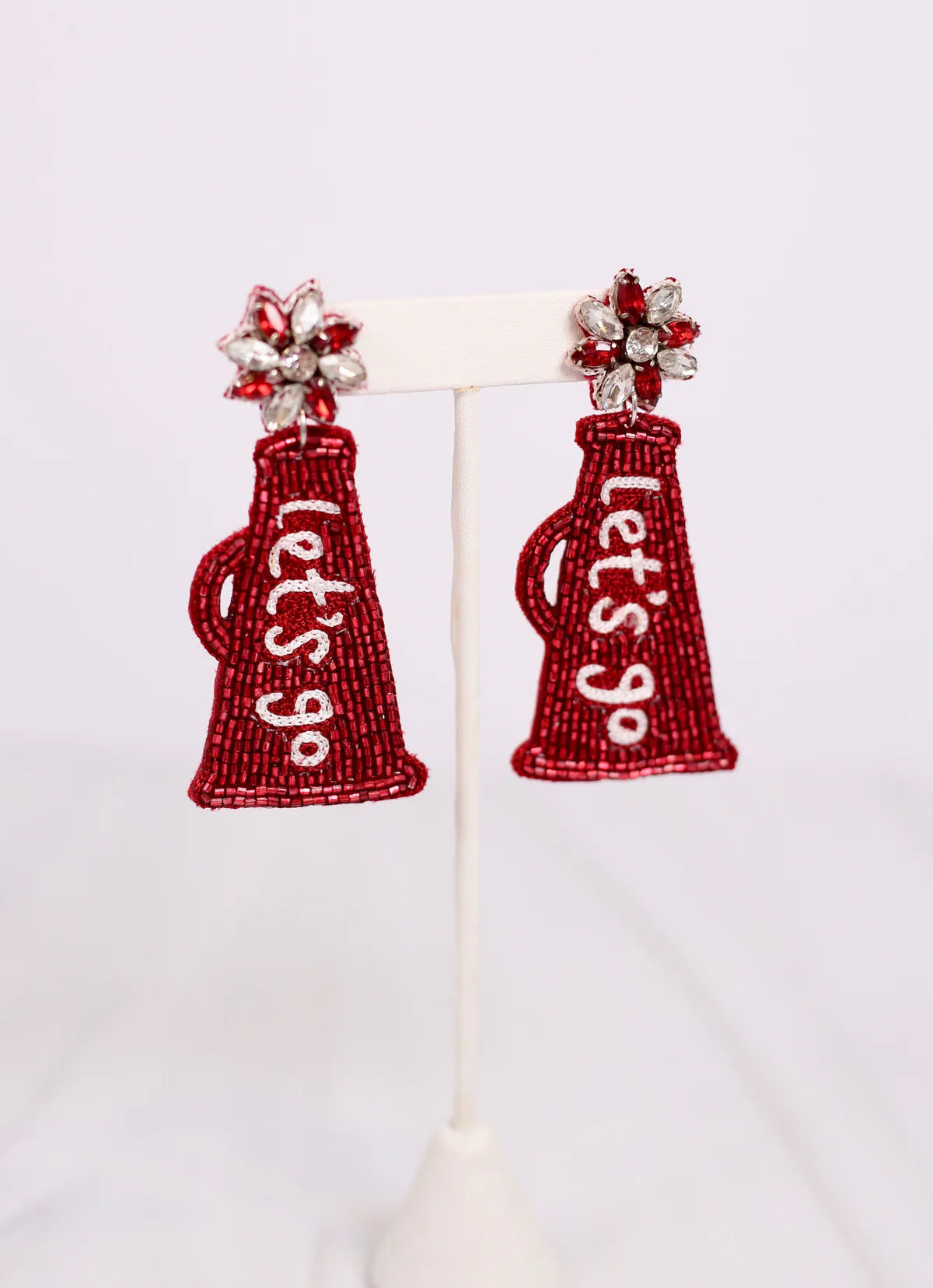 Crimson and White Megaphone Earrings