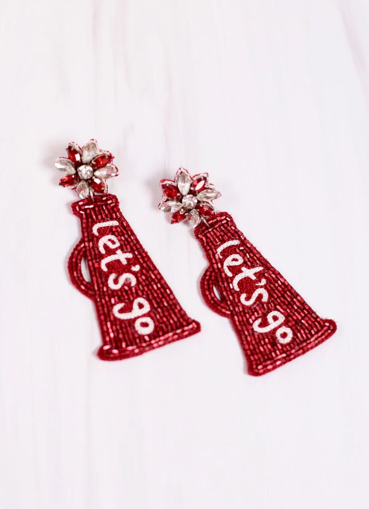 Crimson and White Megaphone Earrings