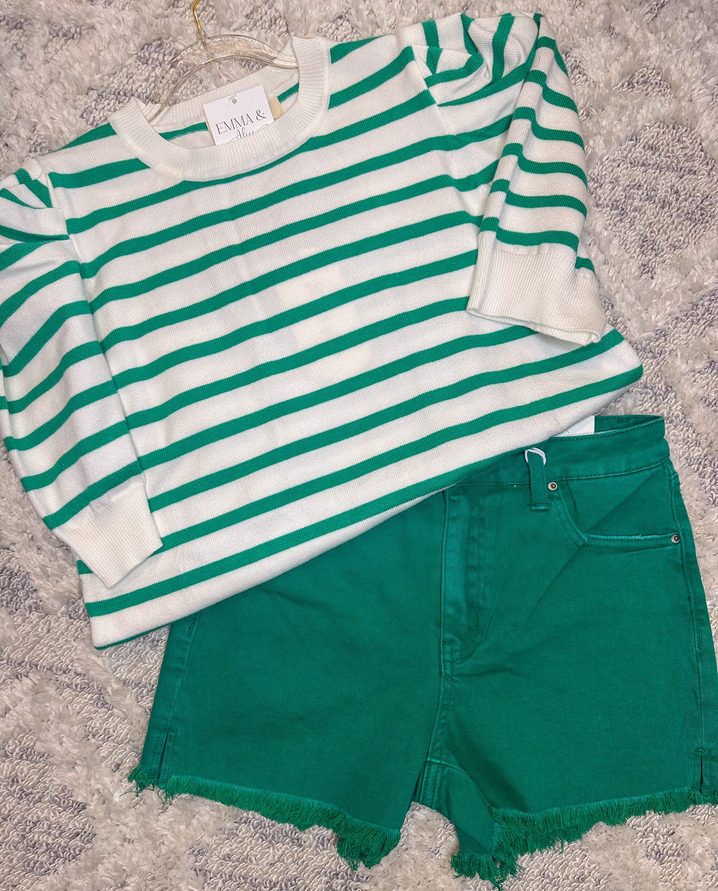 Joplin Acid Washed Shorts- KELLY GREEN