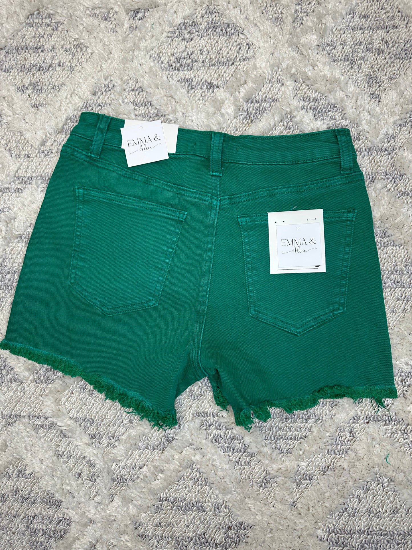 Joplin Acid Washed Shorts- KELLY GREEN