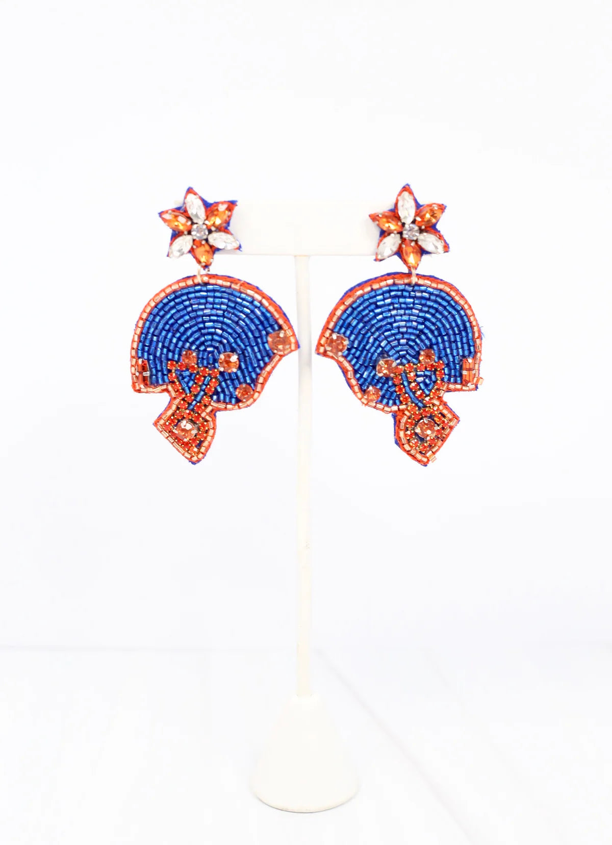 Orange and Blue Football Helmet Earrings