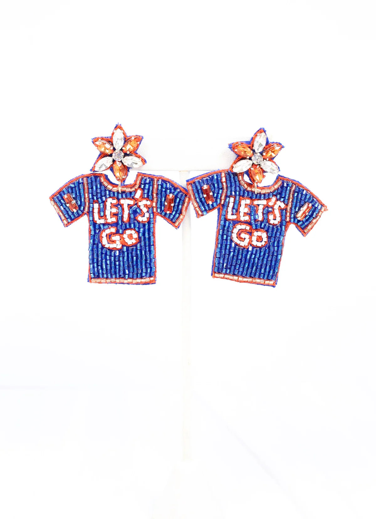 Orange and Blue Football Jersey Earrings
