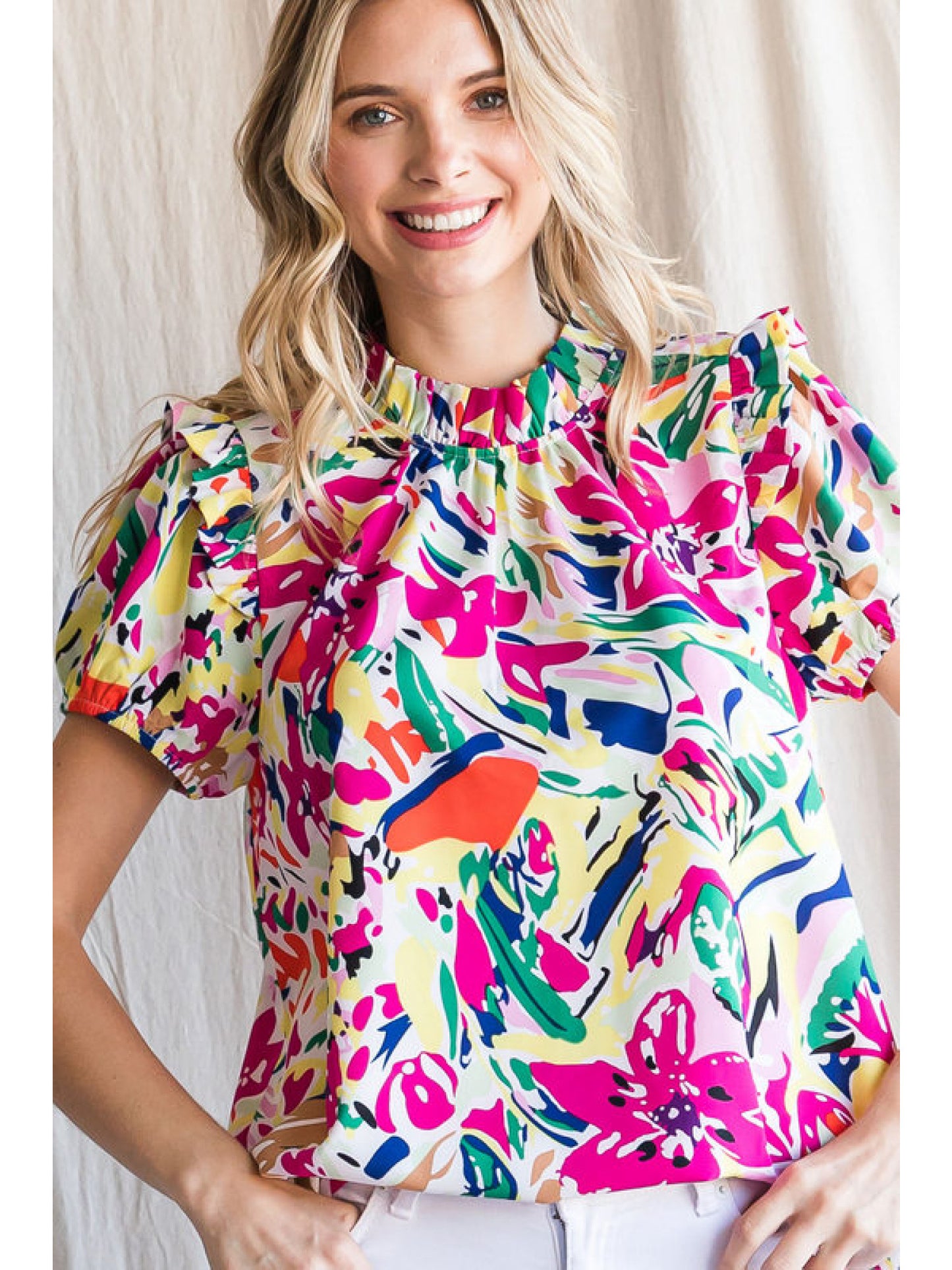 Hannah Ruffle Sleeve Top
