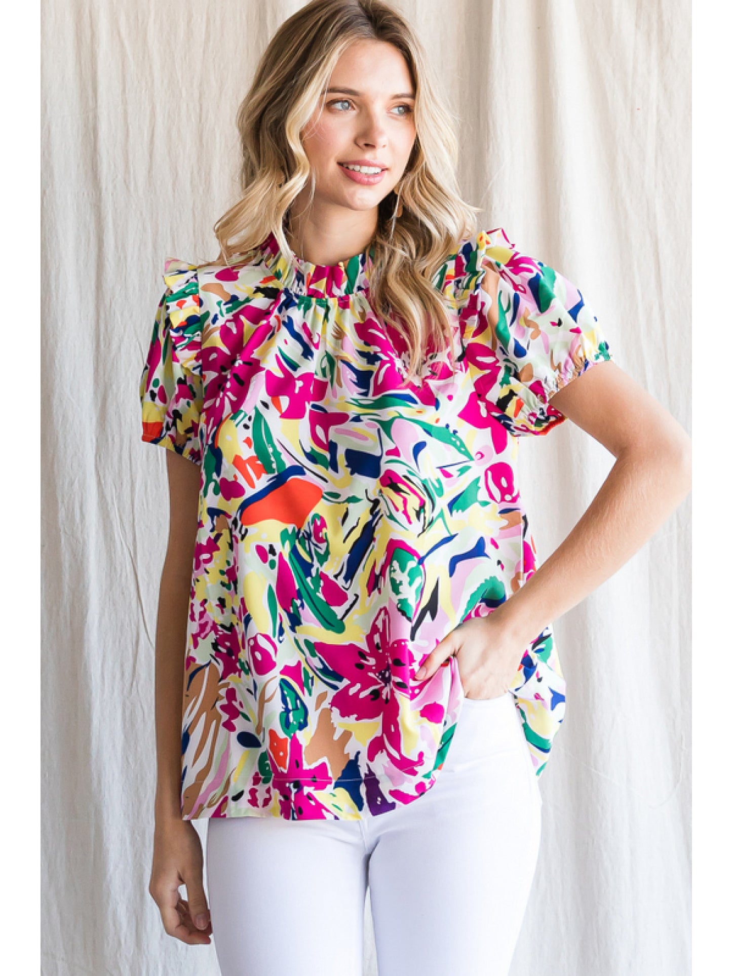 Hannah Ruffle Sleeve Top