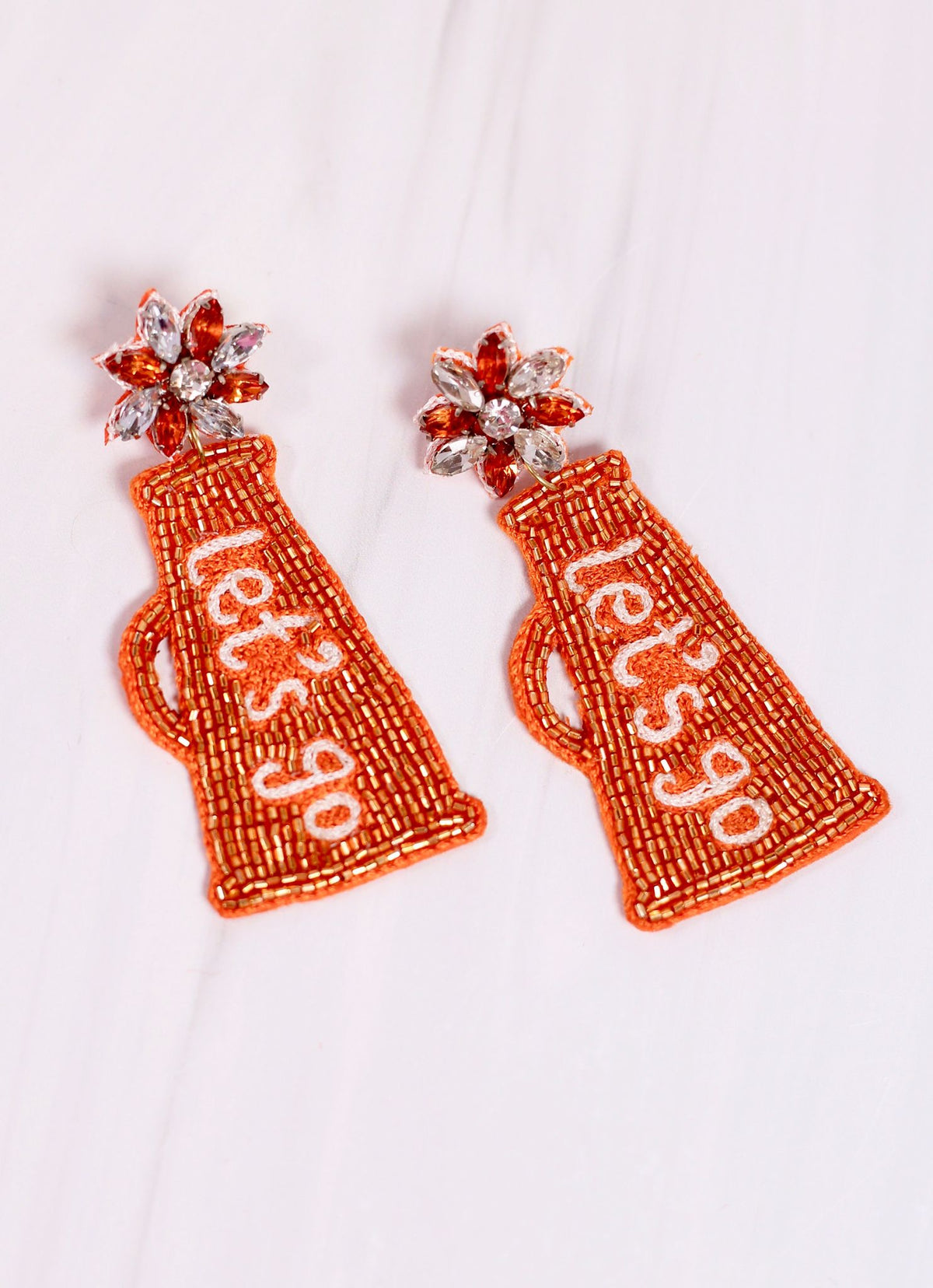 Orange and White Megaphone Earrings