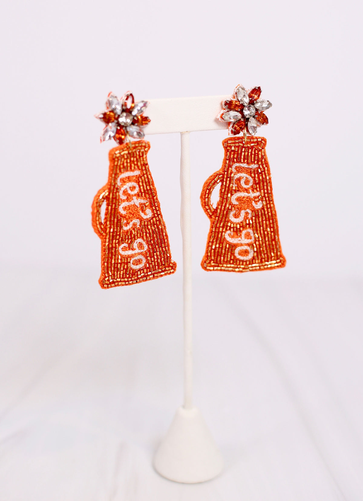 Orange and White Megaphone Earrings