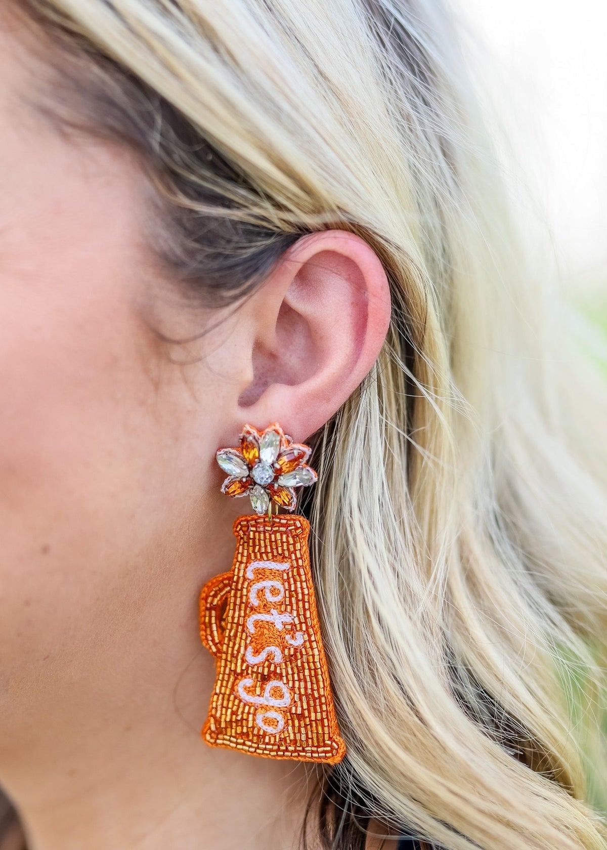 Orange and White Megaphone Earrings