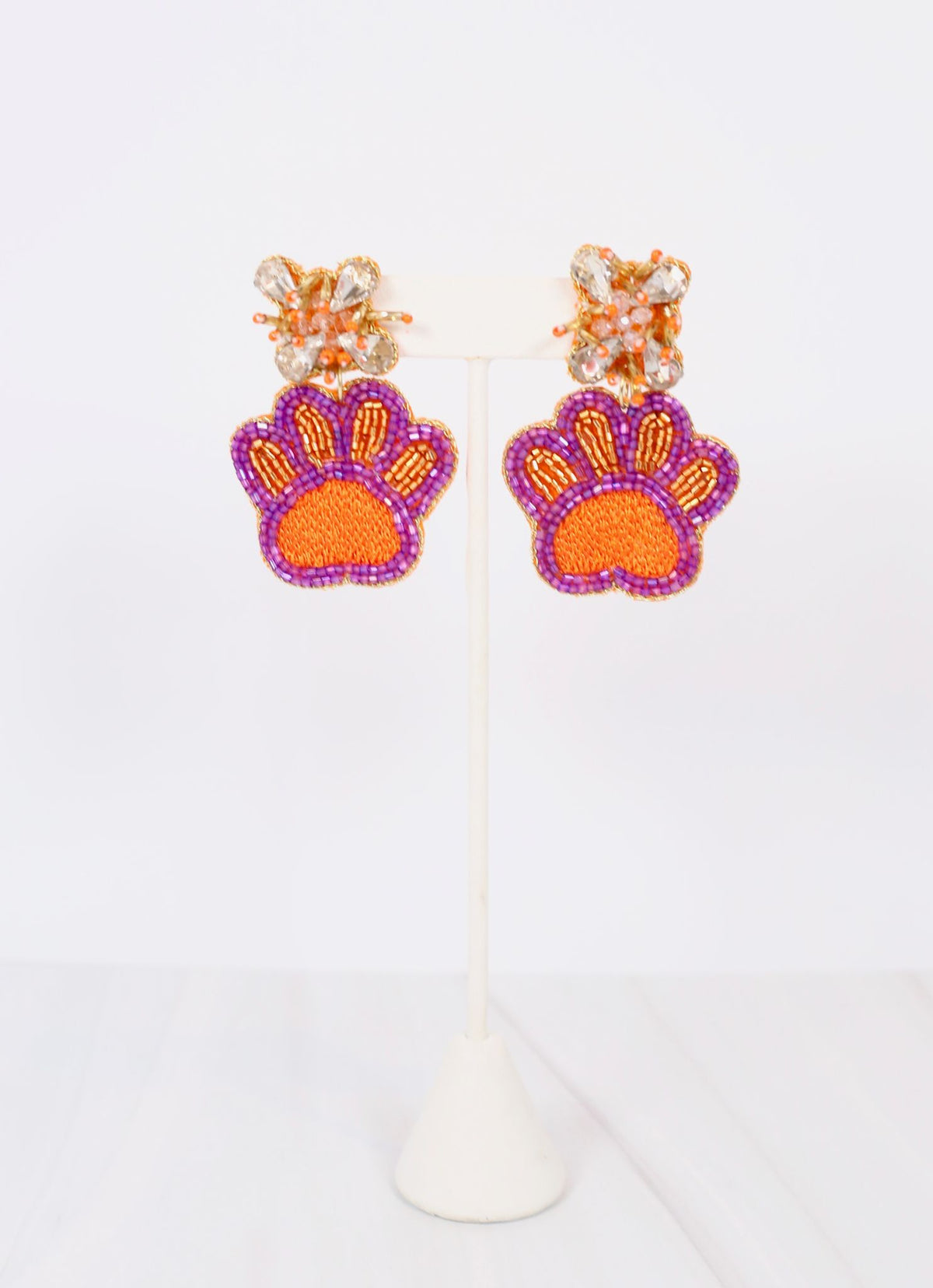 Orange and Purple Paw Print Earrings
