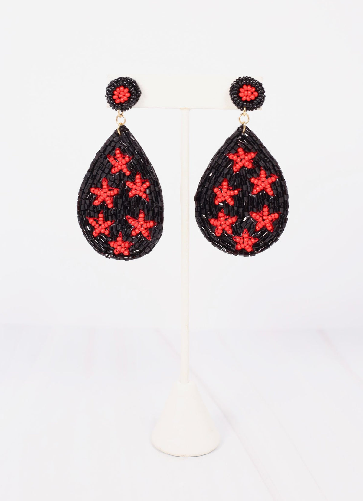 Red and Black Star Earrings