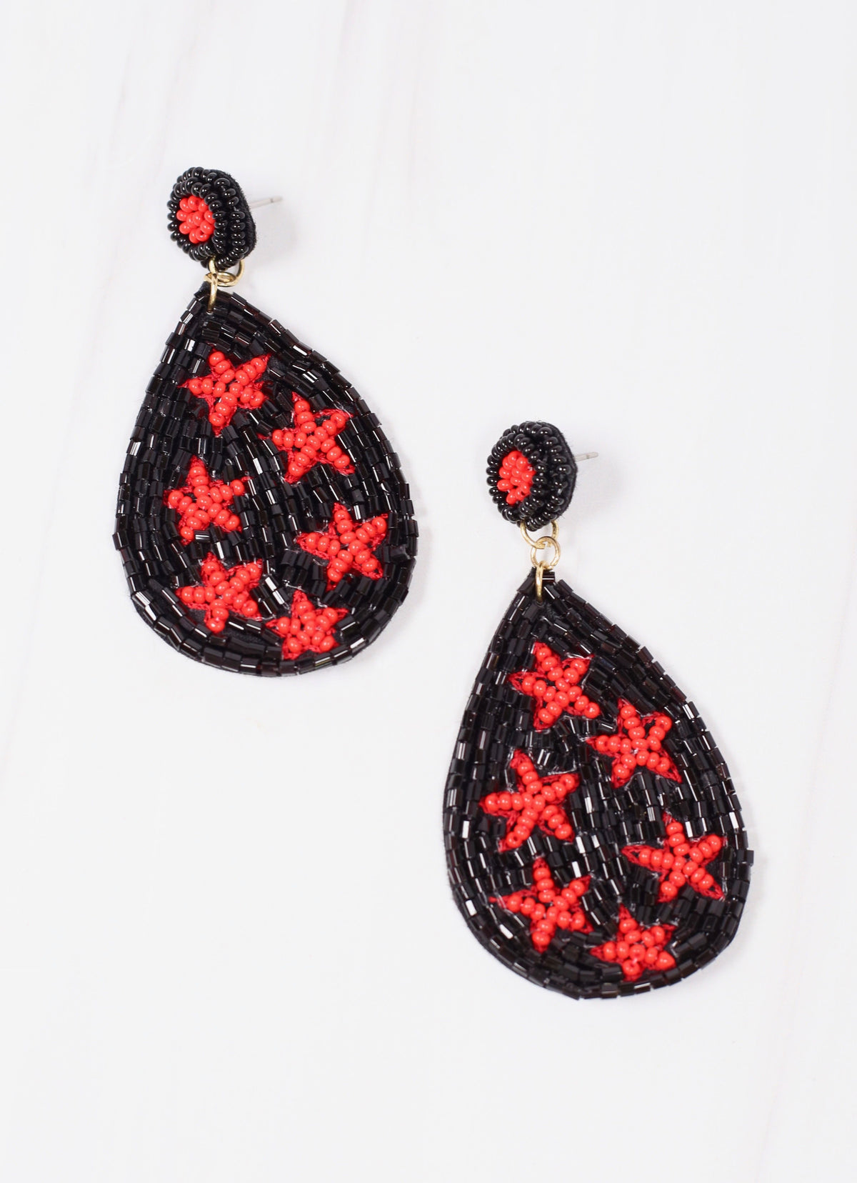Red and Black Star Earrings