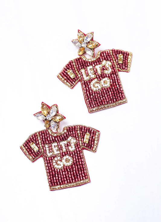 Garnet and Gold Jersey Earrings