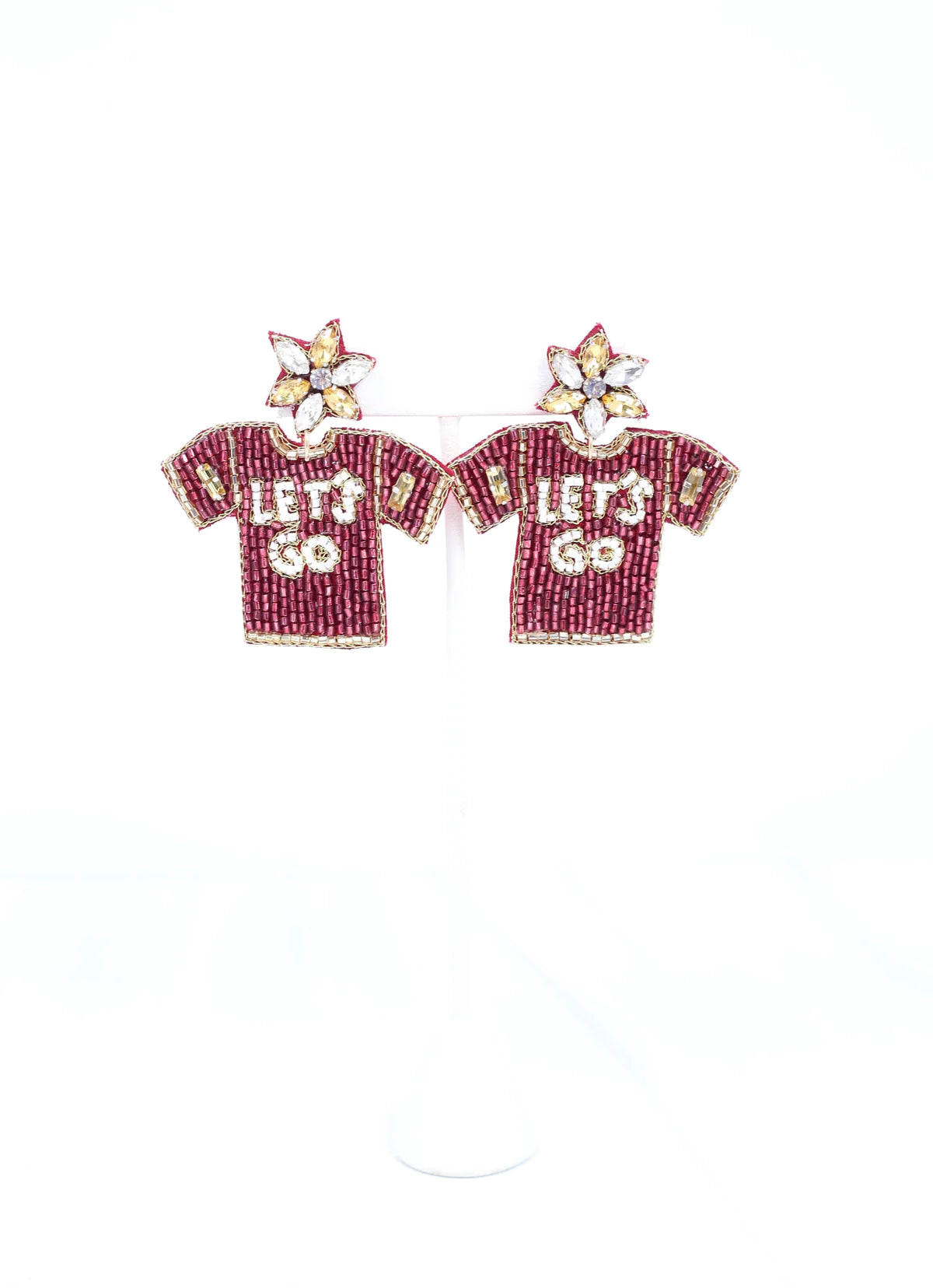 Garnet and Gold Jersey Earrings