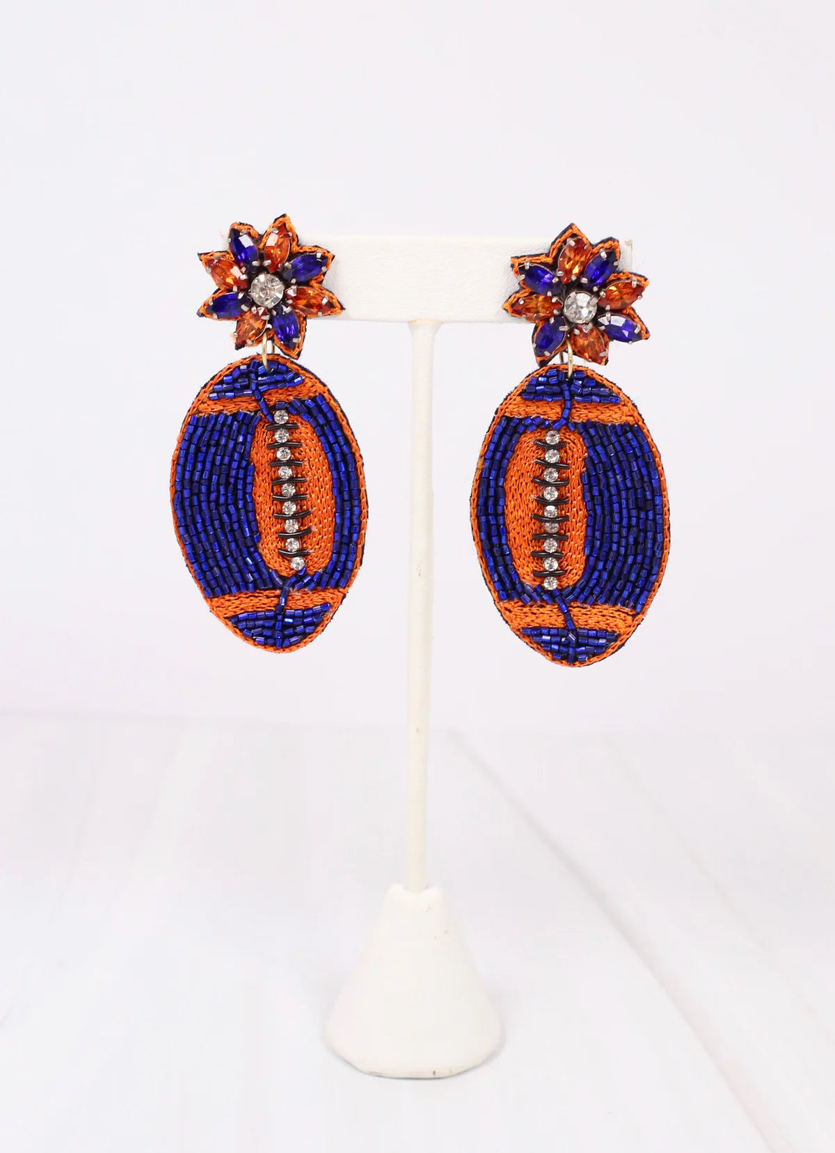 Orange and Blue Football Earrings