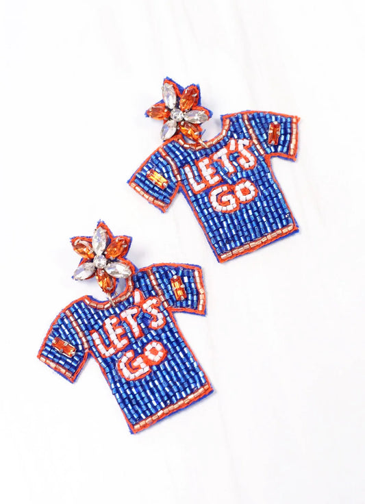 Orange and Blue Football Jersey Earrings