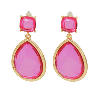 No More Teardrops Earrings- FUCHSIA