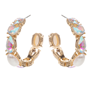 Sparkle Stone Hoops- AB