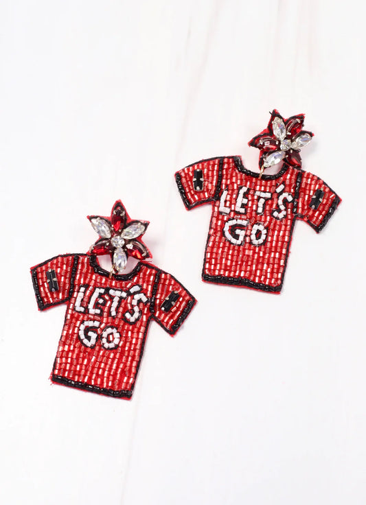 Red and Black Jersey Earrings