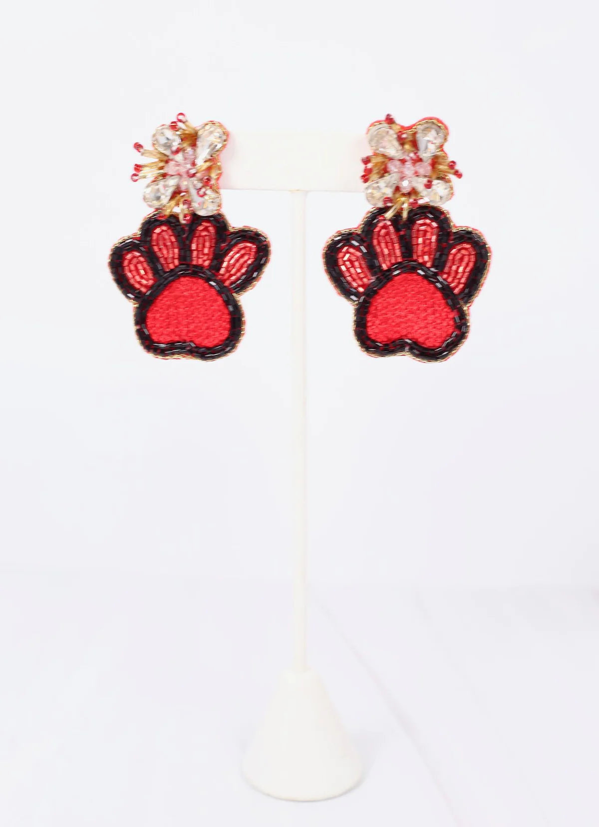 Red and Black Paw Print Earrings