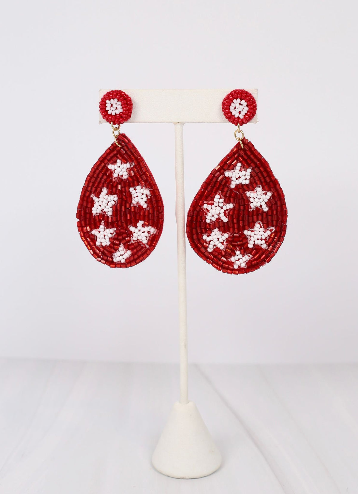 Crimson and White Star Earrings